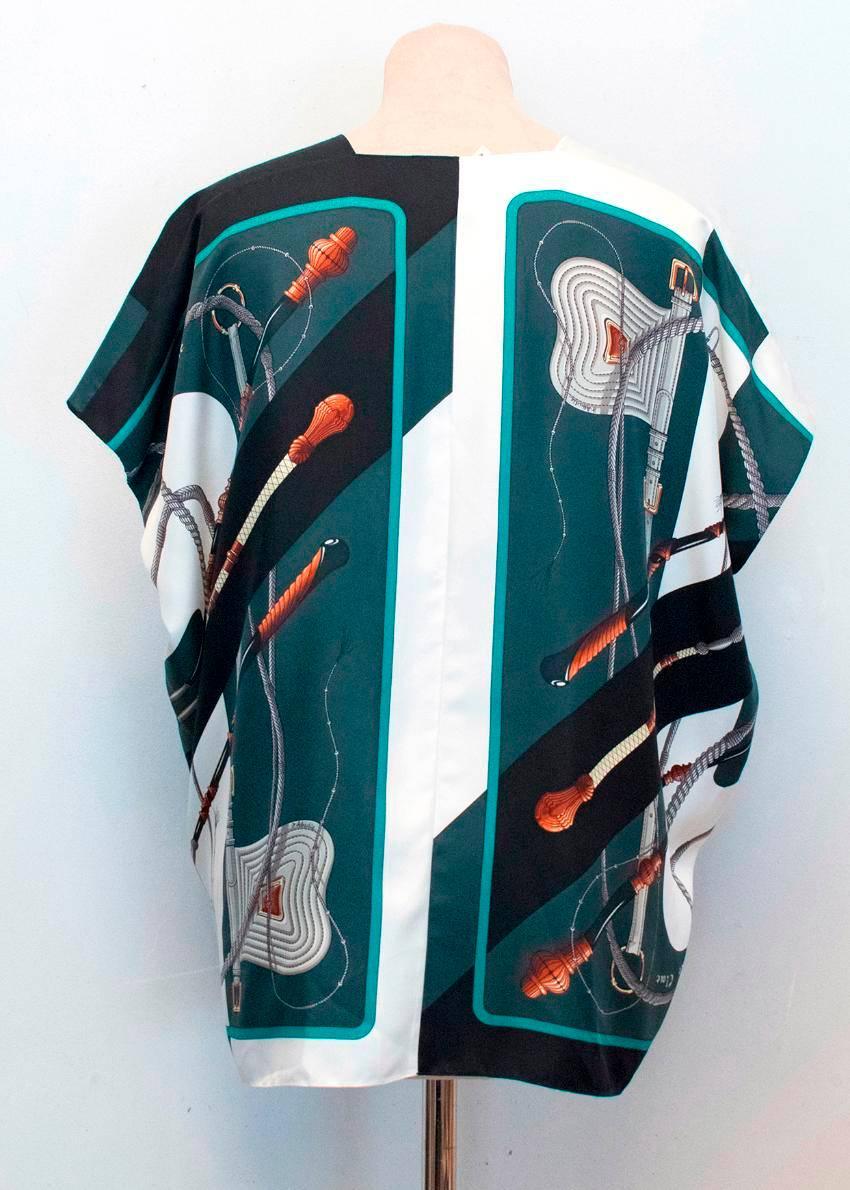 Hermes Patterned Silk Wrap Scarf Top For Sale 4