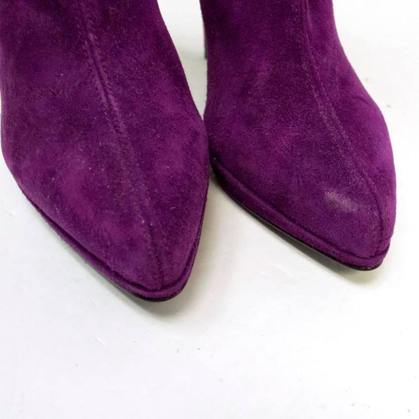 Women's Casadei Suede Purple Thigh High Sock Boots For Sale