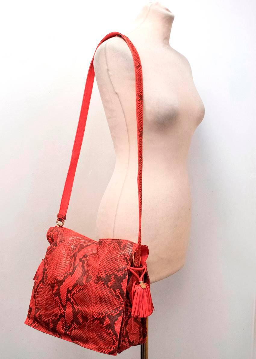 Loewe Red Snakeskin Bag In New Condition For Sale In London, GB