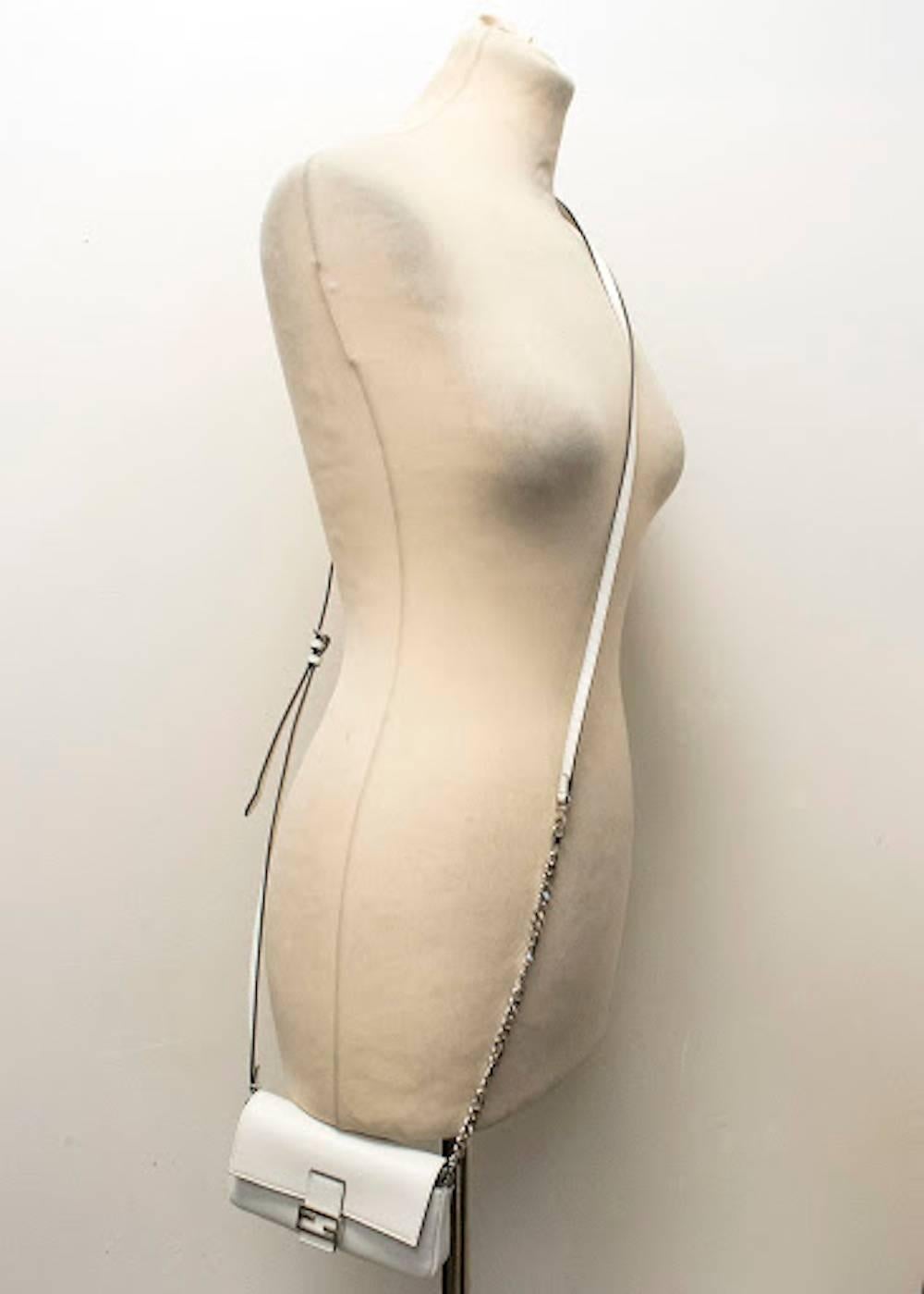 Fendi Micro White Baguette Nappa Cross Body Bag For Sale 6