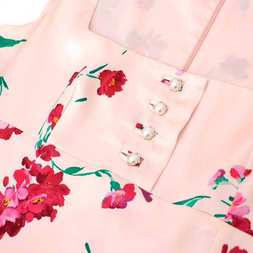 Beige Dolce & Gabbana Pink Silk Floral Dress