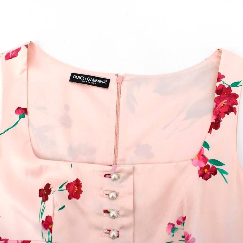Dolce & Gabbana Pink Silk Floral Dress In Excellent Condition In London, GB