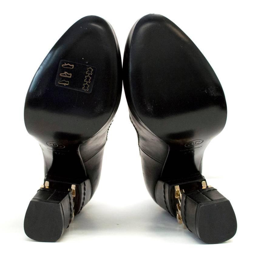 Women's Chanel Black with Gold CC Logo 'Escarpin' Platform Heels