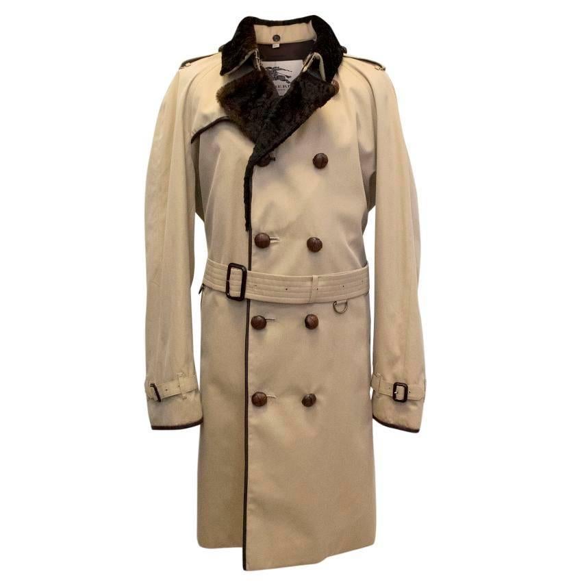 Burberry 'Kensington' trench coat with fur -lined collar For Sale