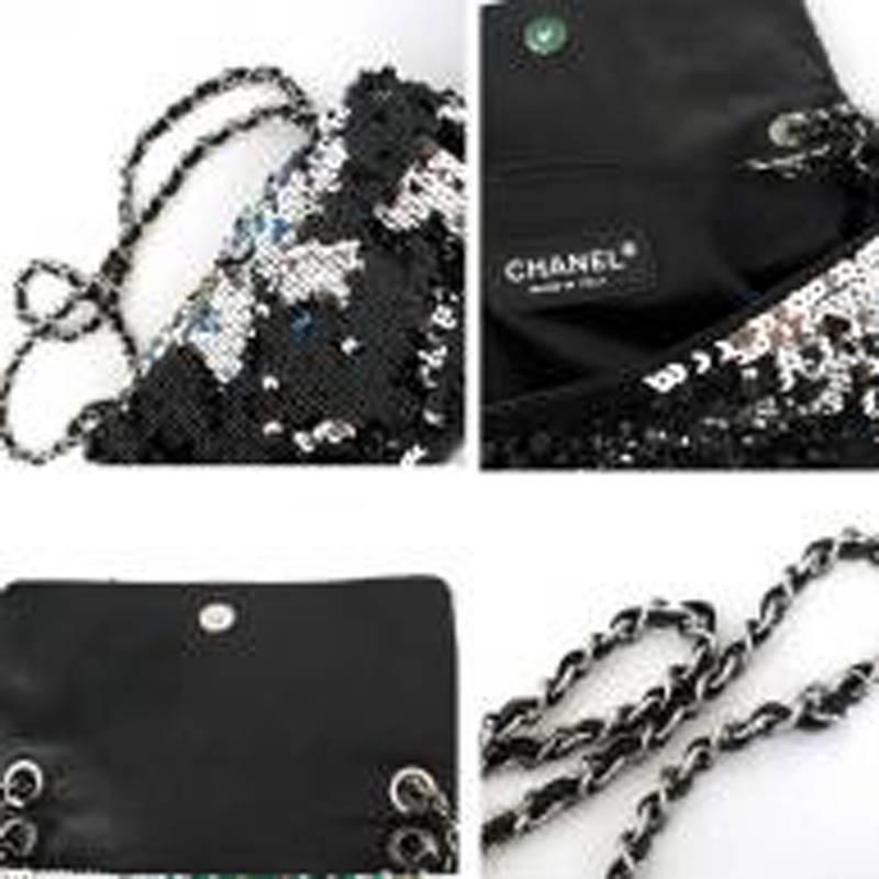 Chanel Black Sequin Flap Bag For Sale 5