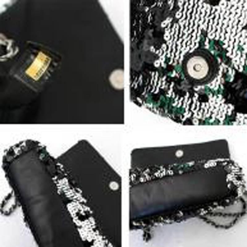 Chanel Black Sequin Flap Bag For Sale 6