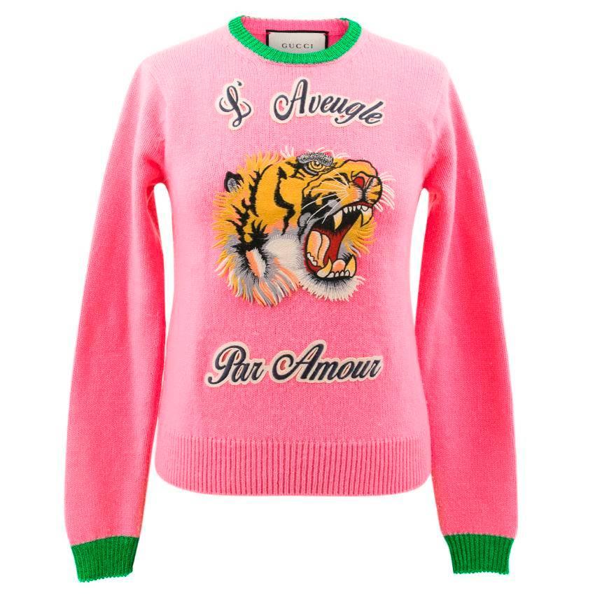 Gucci Iconic Bubble- Gum Pink Wool Sweater For Sale 2