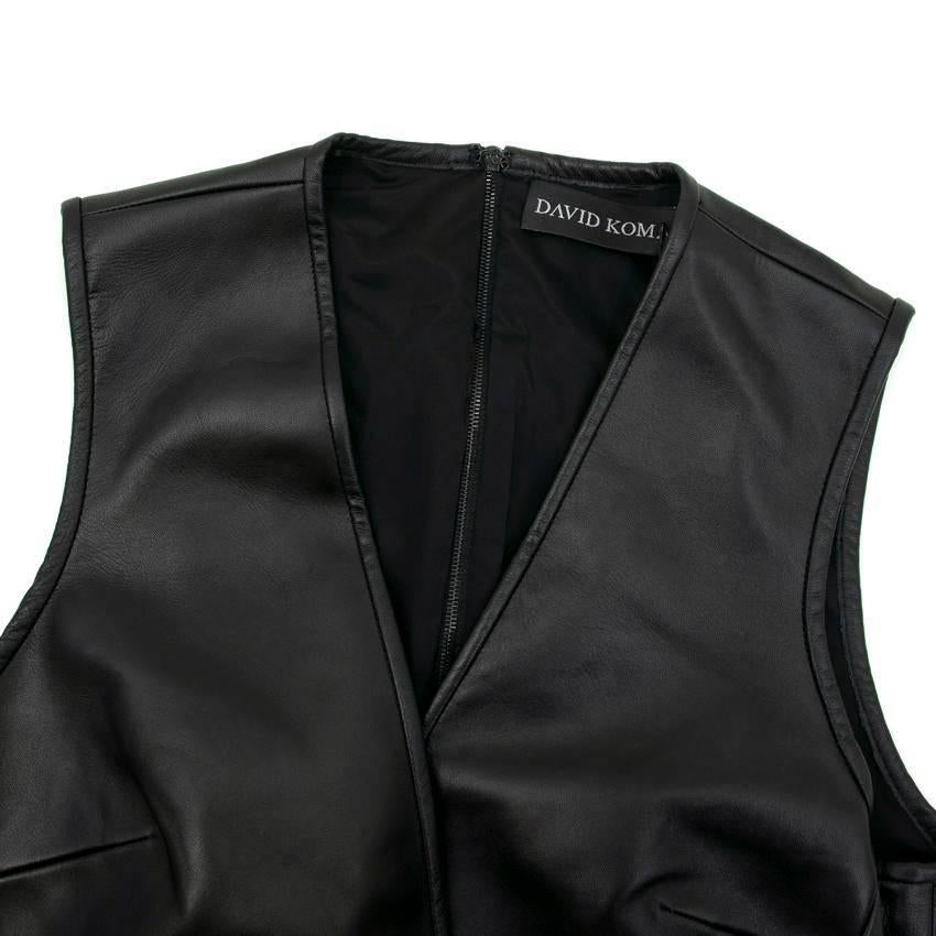 David Koma Black Leather and Fur Dress 4
