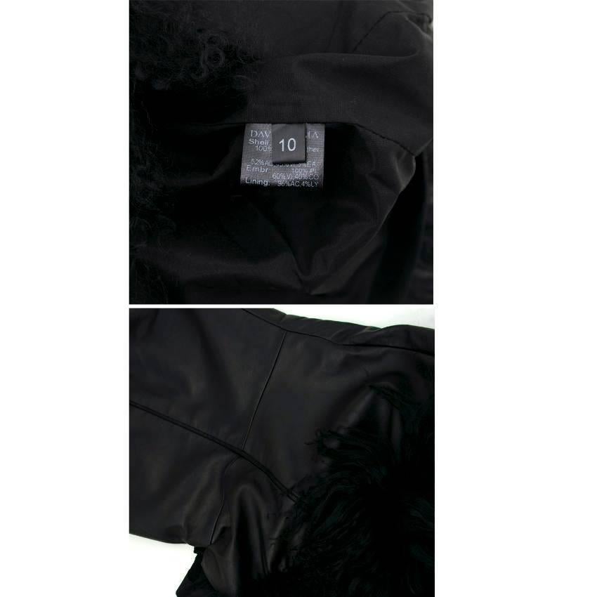 David Koma Black Leather and Fur Dress 5