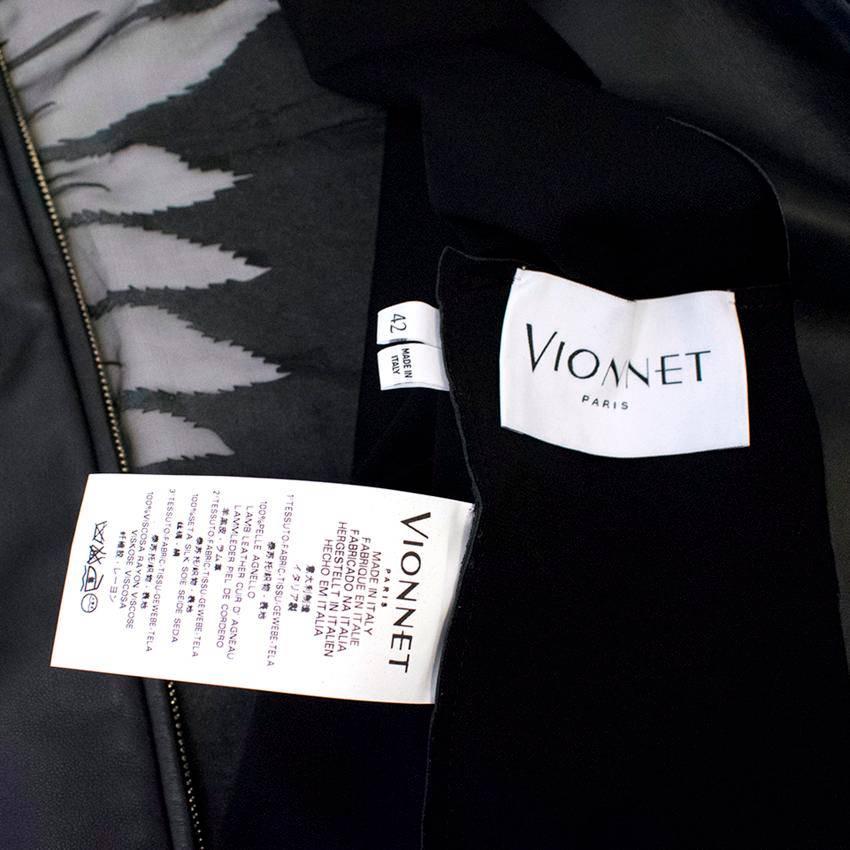 Vionnet Black Leather Cape with Sheer Detail For Sale 4