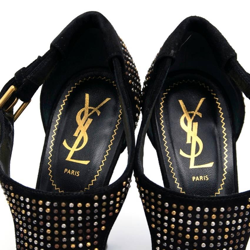 YSL Suede Studded Tribute Heels In Excellent Condition For Sale In London, GB
