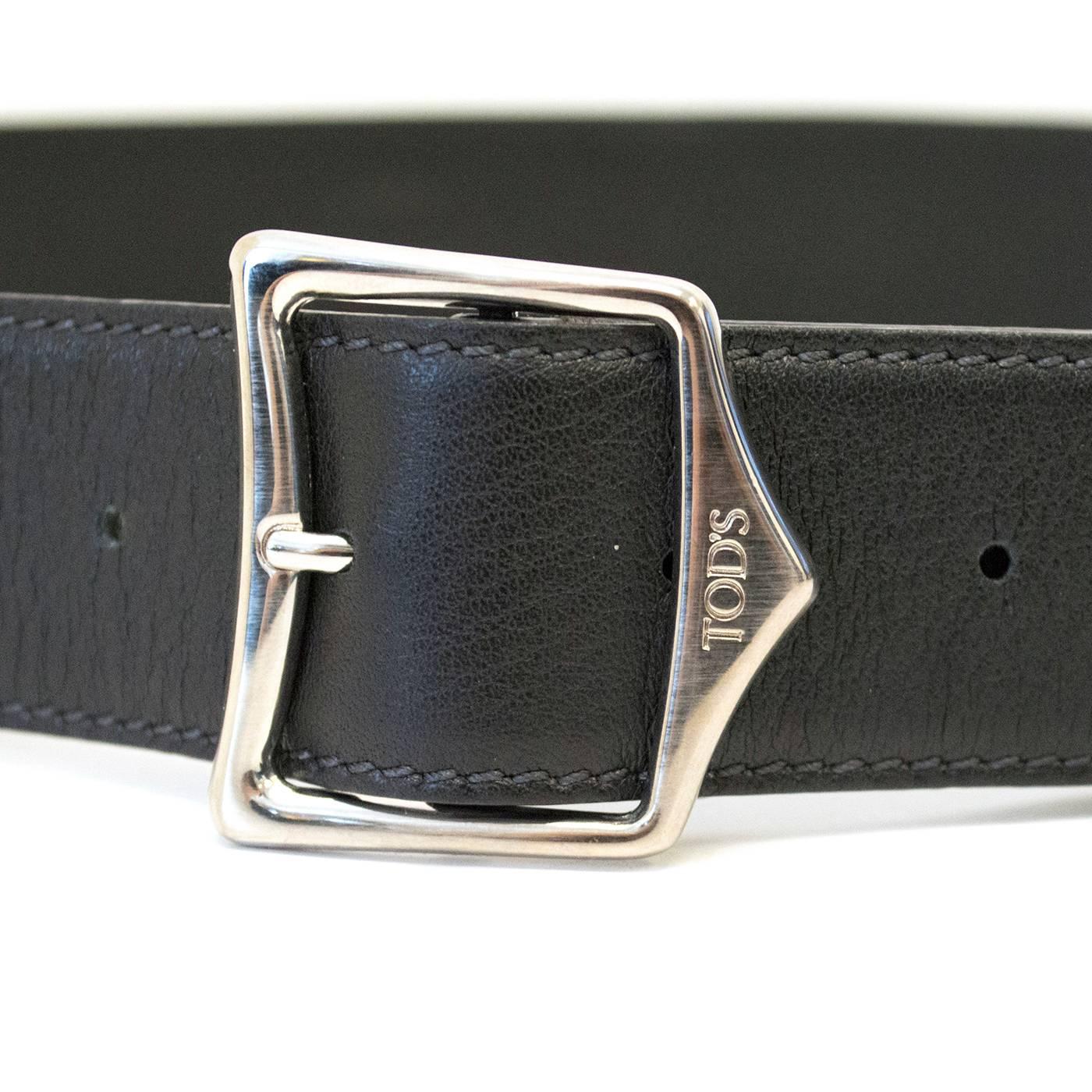 Tod's Black Leather Belt In New Condition For Sale In London, GB
