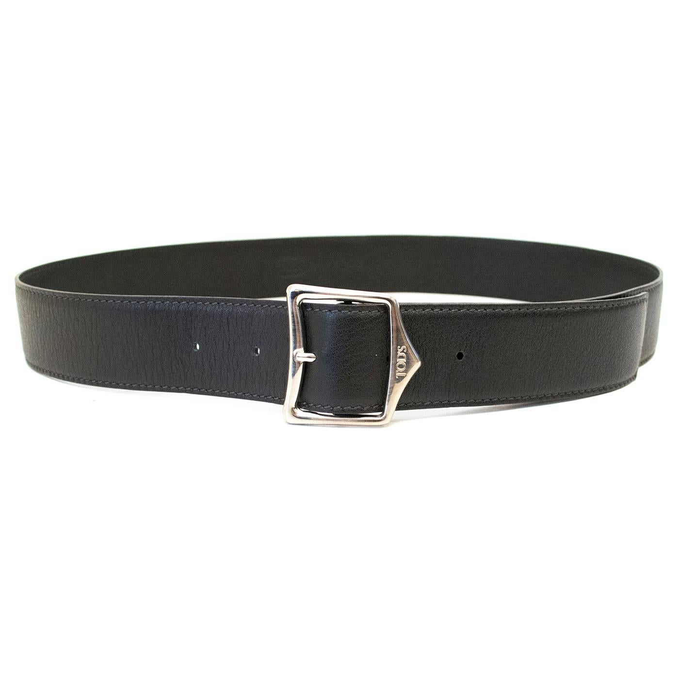 Women's Tod's Black Leather Belt For Sale