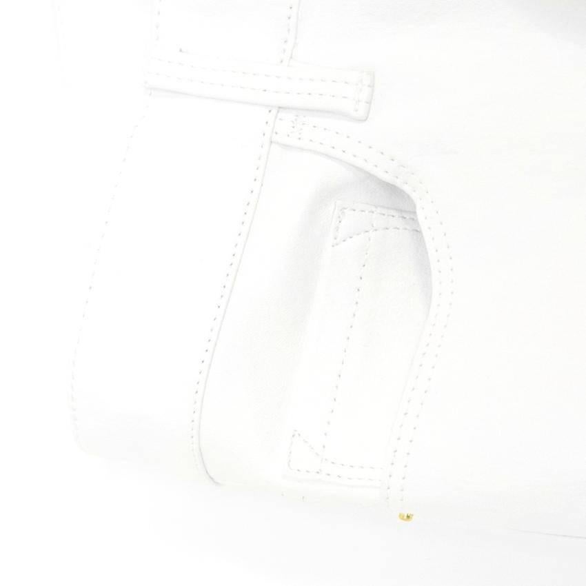 Women's Frame White Leather Le Skinny de Jeanne For Sale