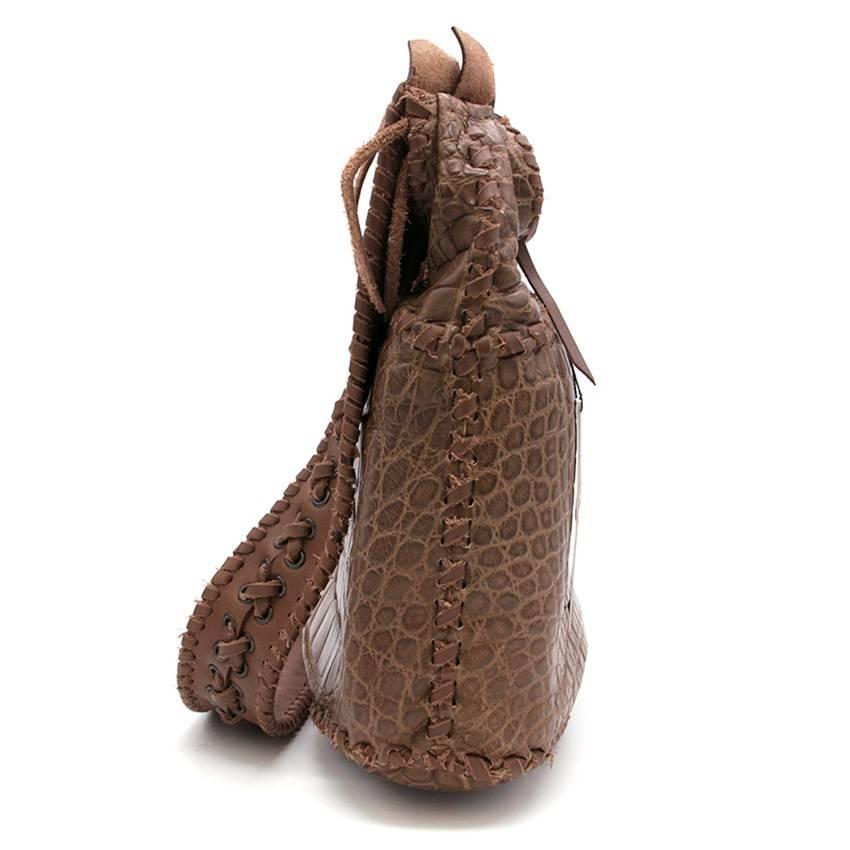 Women's Balmain Aventura Brown Crocodile Shoulder Bag For Sale