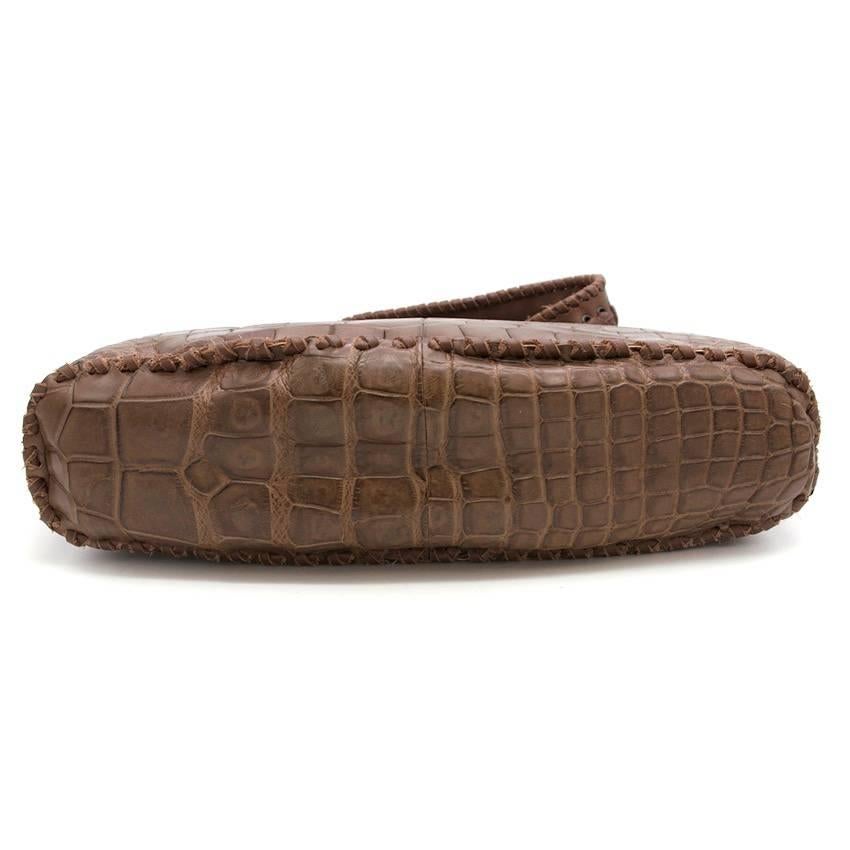 Balmain Aventura Brown Crocodile Shoulder Bag For Sale 1