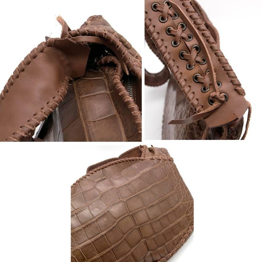 Balmain Aventura Brown Crocodile Shoulder Bag For Sale 2