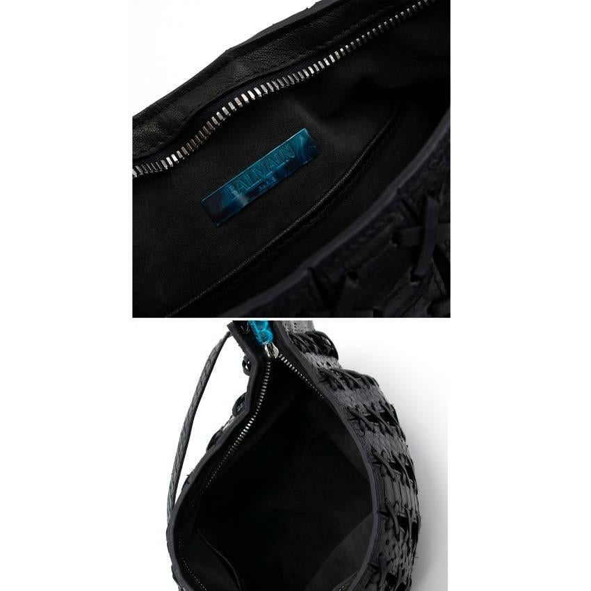 Balmain Black Leather Fan Bag For Sale 4