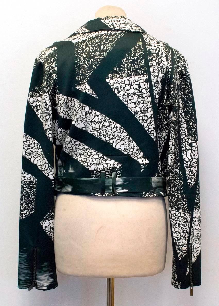 Women's Mary Katrantzou Black and Cream Print Jacket - Size US 6 For Sale