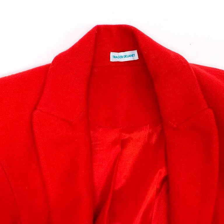 Trager Delaney Red Wool Longline Coat For Sale at 1stDibs