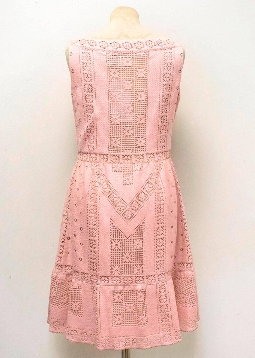 Beige Valentino Powder Pink Crochet A-Line Dress For Sale