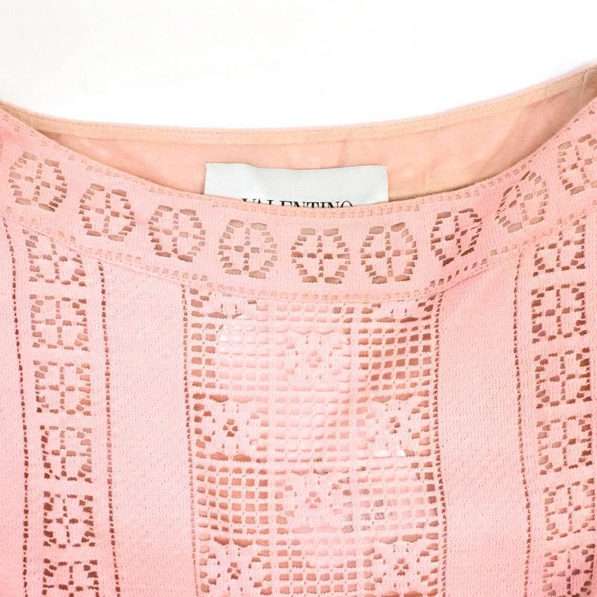Valentino Powder Pink Crochet A-Line Dress In New Condition For Sale In London, GB
