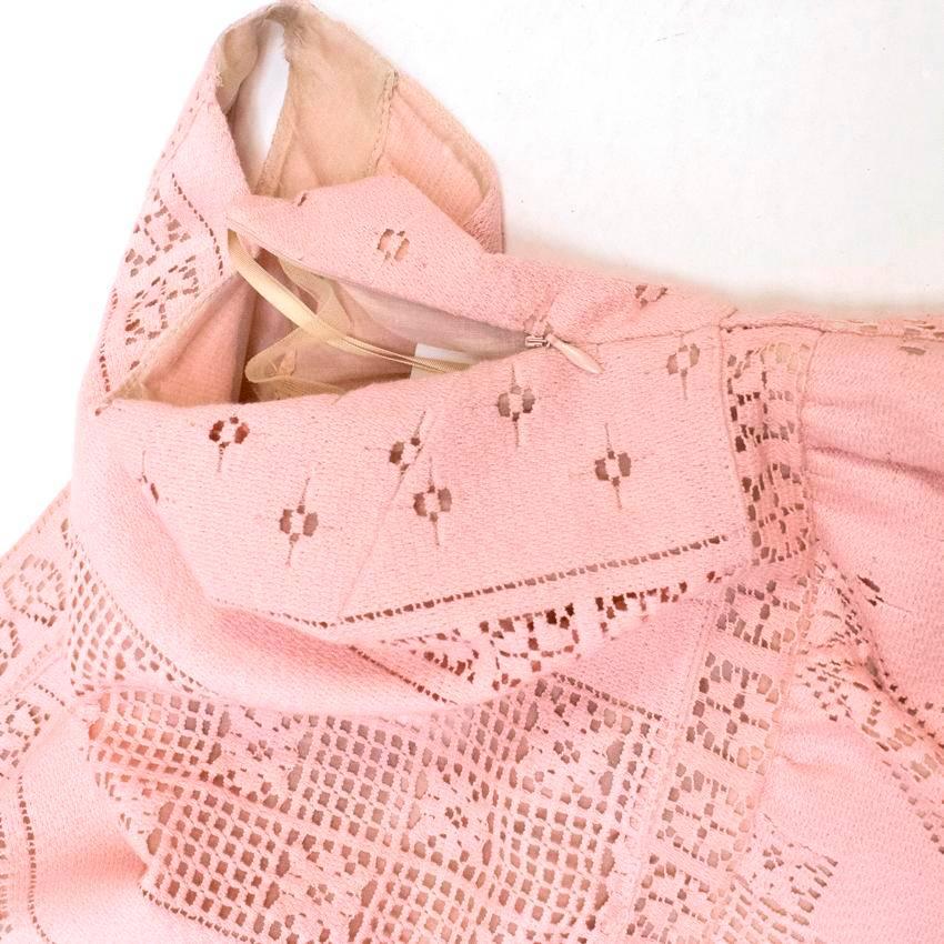 Valentino Powder Pink Crochet A-Line Dress For Sale 2