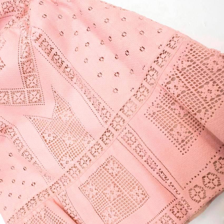 Valentino Powder Pink Crochet A-Line Dress For Sale 3