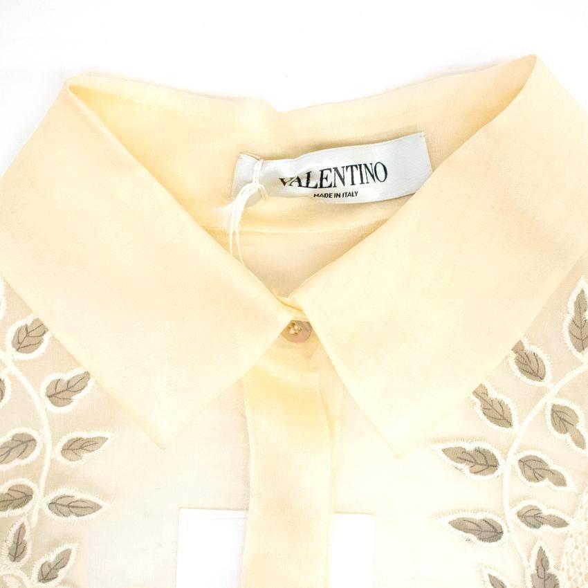 Beige Valentino Sheer Cream Blouse For Sale