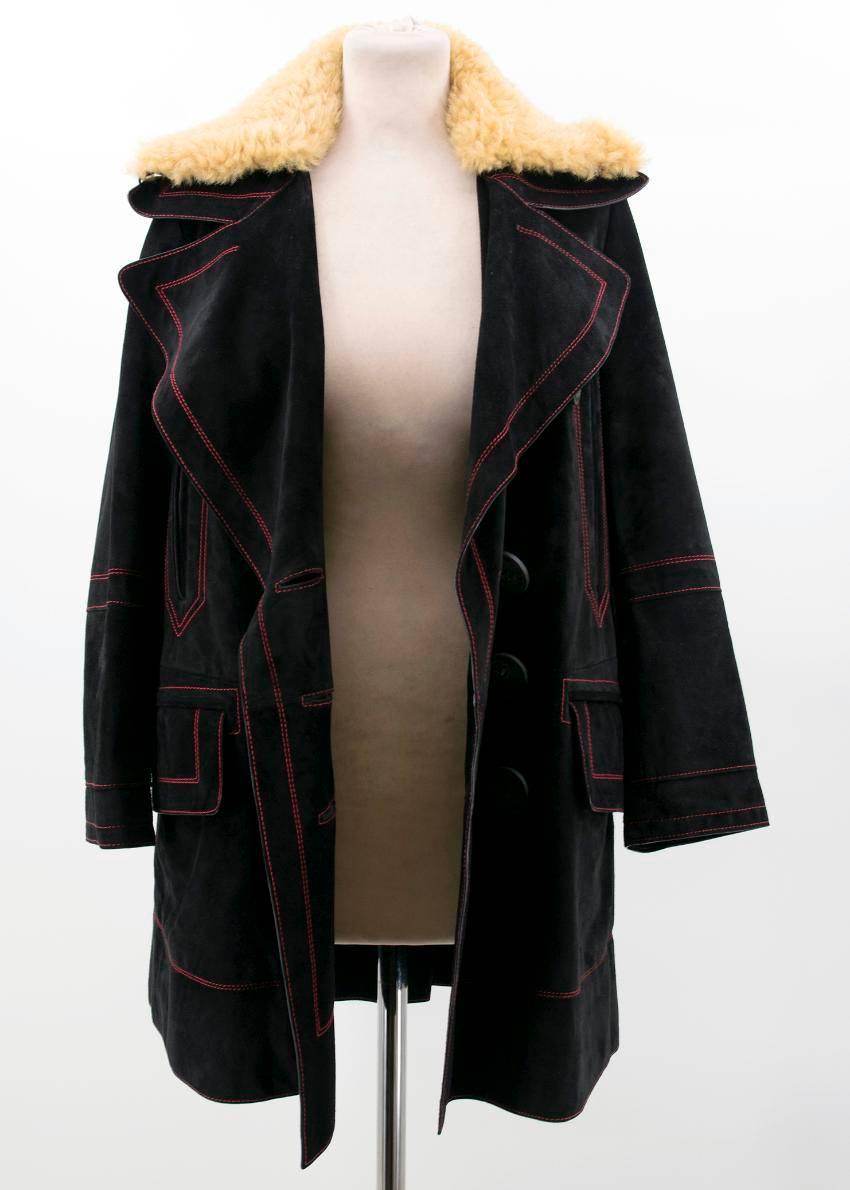 Black Burberry Suede and Shearling Coat For Sale