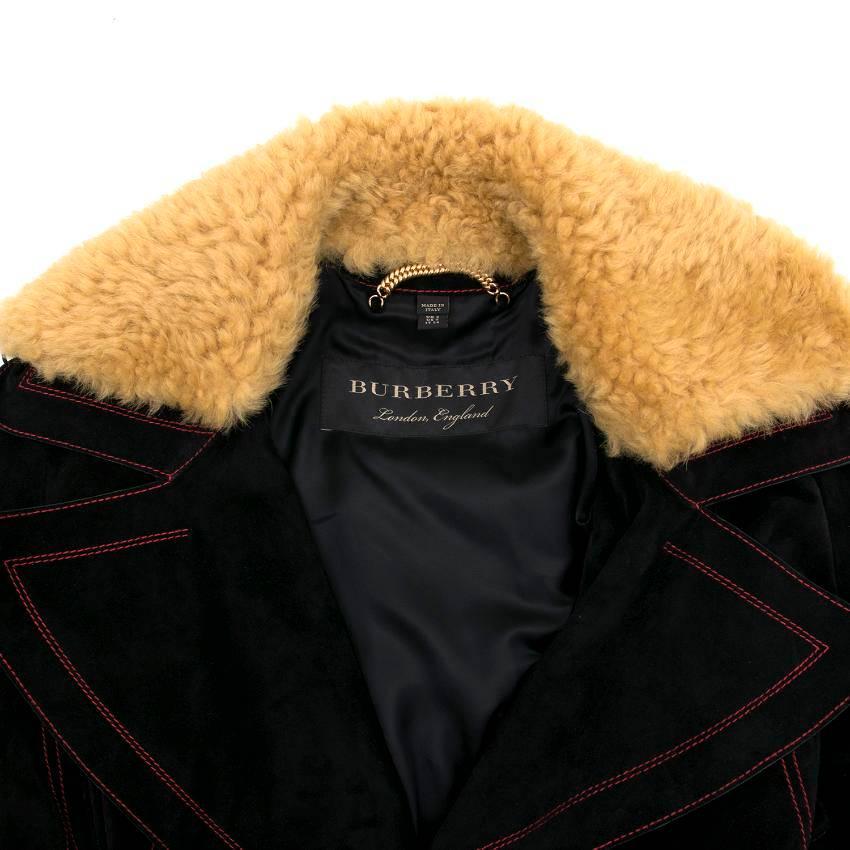 Burberry Suede and Shearling Coat In Excellent Condition For Sale In London, GB