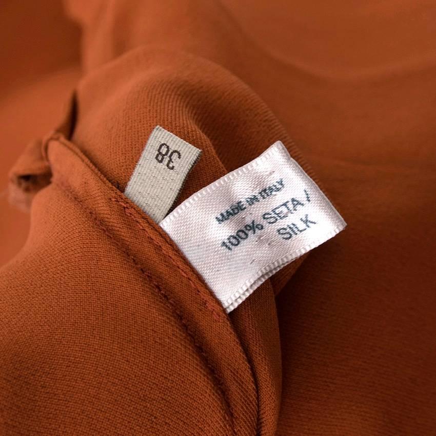Women's Bottega Veneta Burnt Orange Silk Dress For Sale