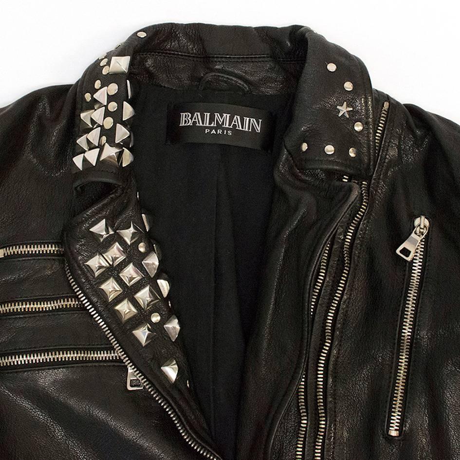 balmain black leather jacket
