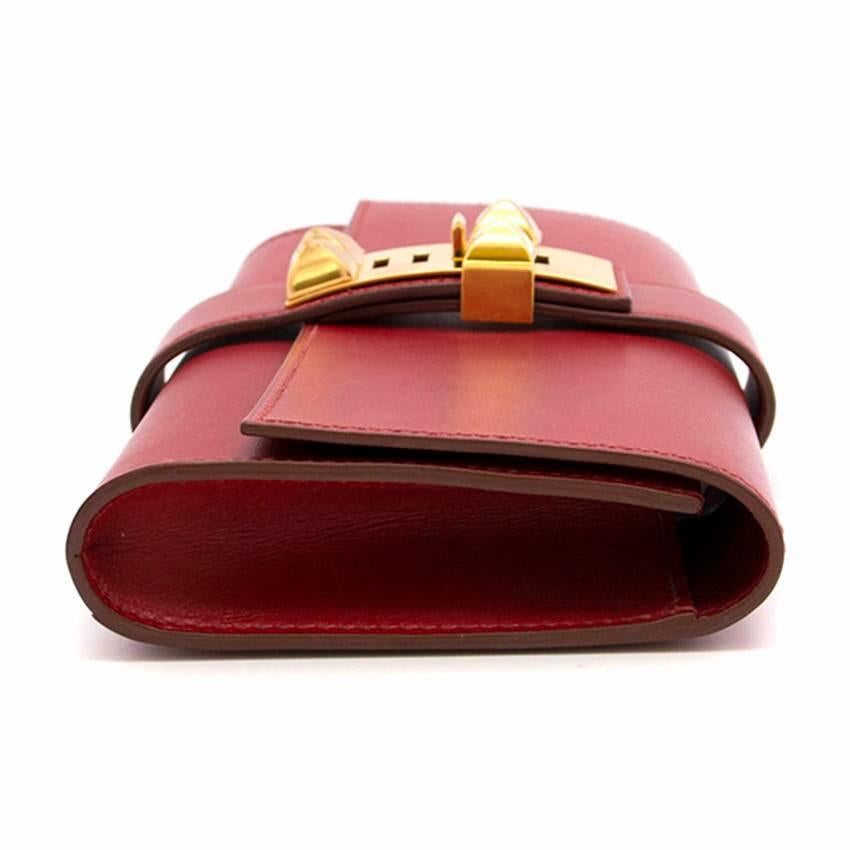 Hermes Sanguine Red Permabrass Medor Clutch For Sale 2