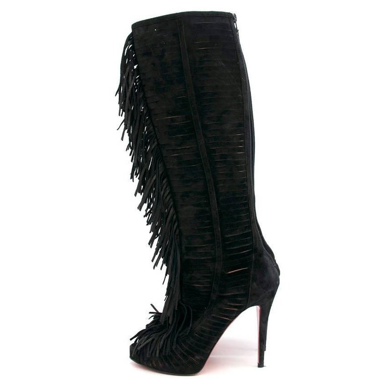 Christian Louboutin Black Knee High Tassel Boots For Sale at 1stDibs ...