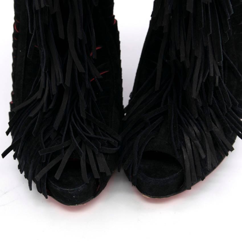 black suede tassel boots
