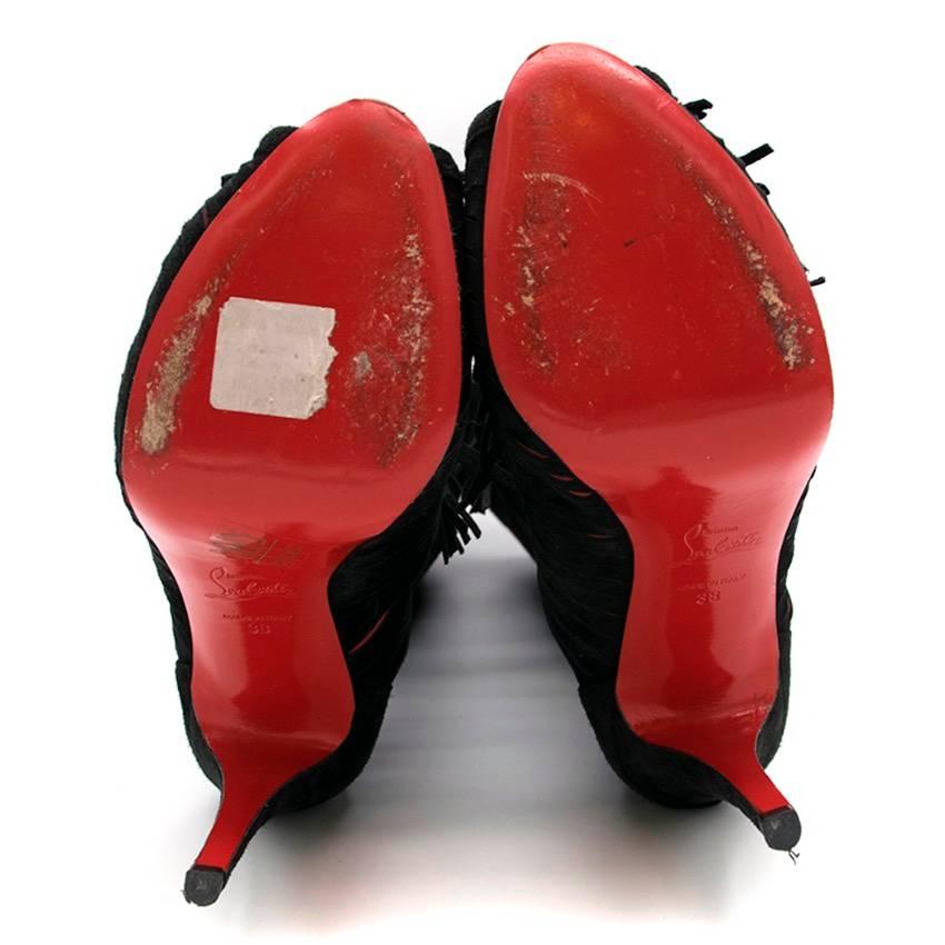 Christian Louboutin Black Knee High Tassel Boots For Sale 2