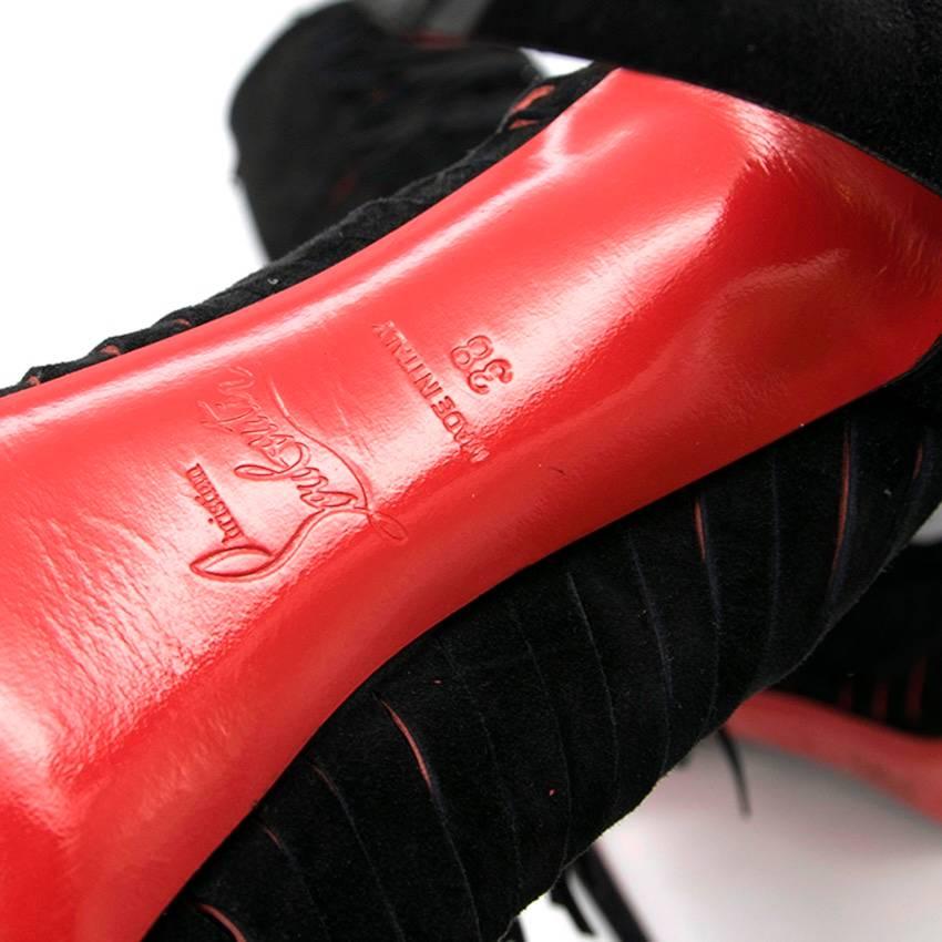 Christian Louboutin Black Knee High Tassel Boots For Sale 3