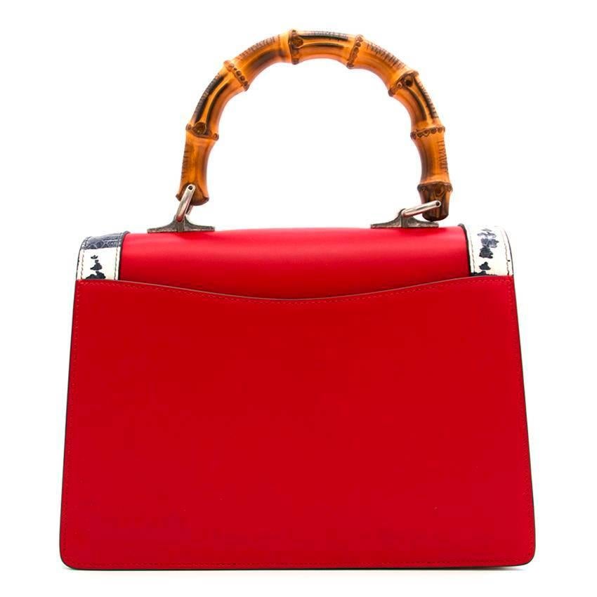 Red Gucci Lilith Leather Top Handle Bag For Sale