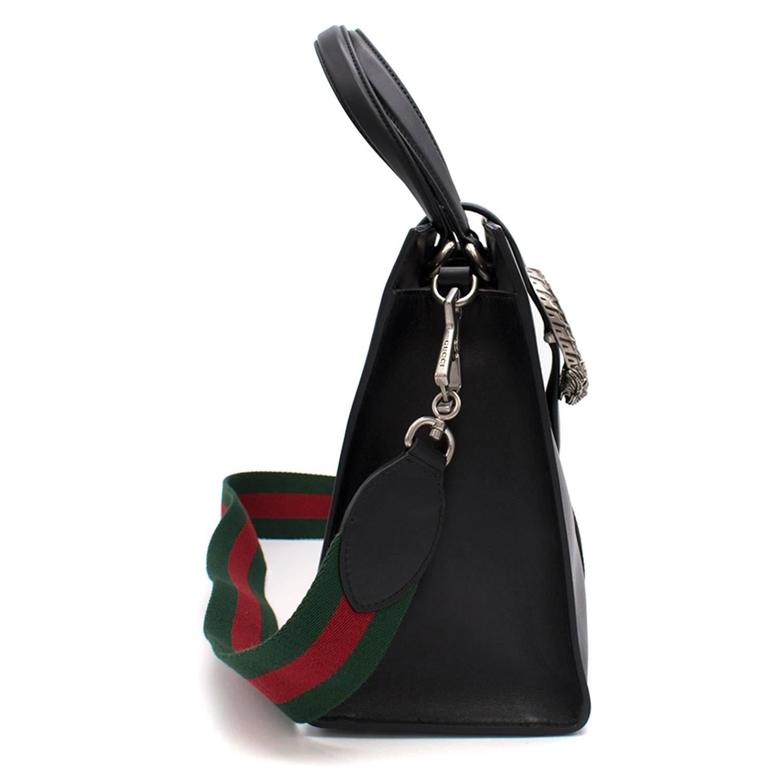 Women's Gucci Dionysus Black Leather Top Handle Bag For Sale