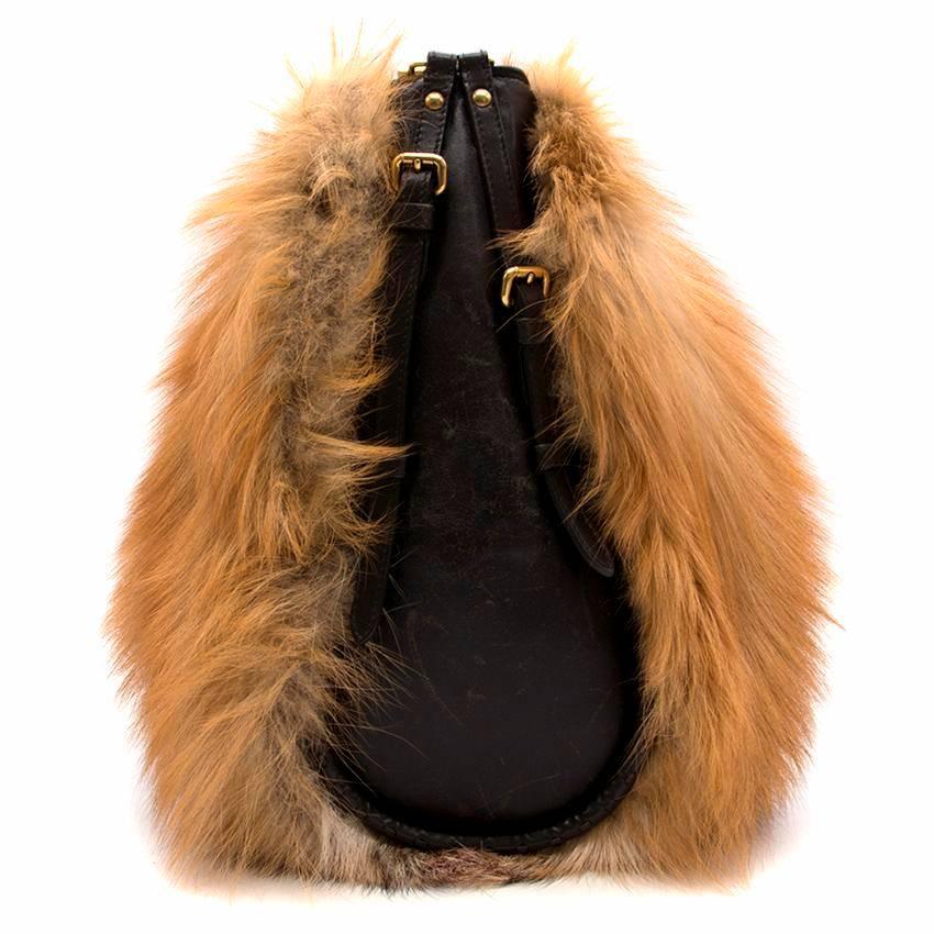 Christian Dior Brown Fox Fur Tote Bag  For Sale 1
