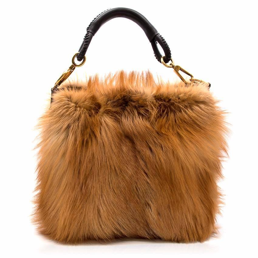 Christian Dior Brown Fox Fur Tote Bag  For Sale 2