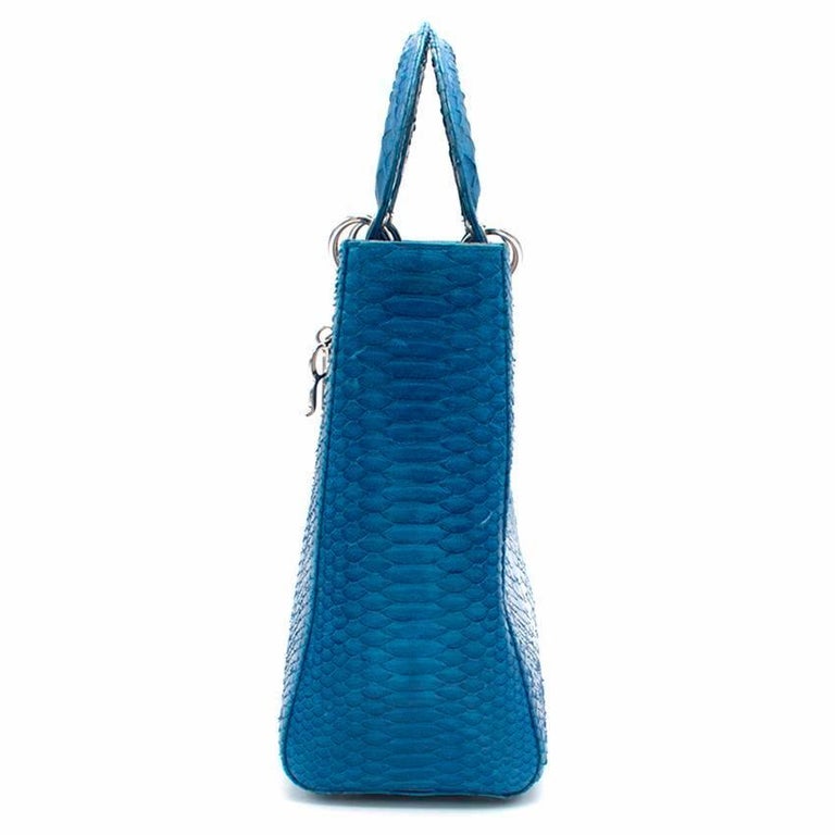 Lady Dior Electric Blue Python Tote Bag For Sale at 1stDibs
