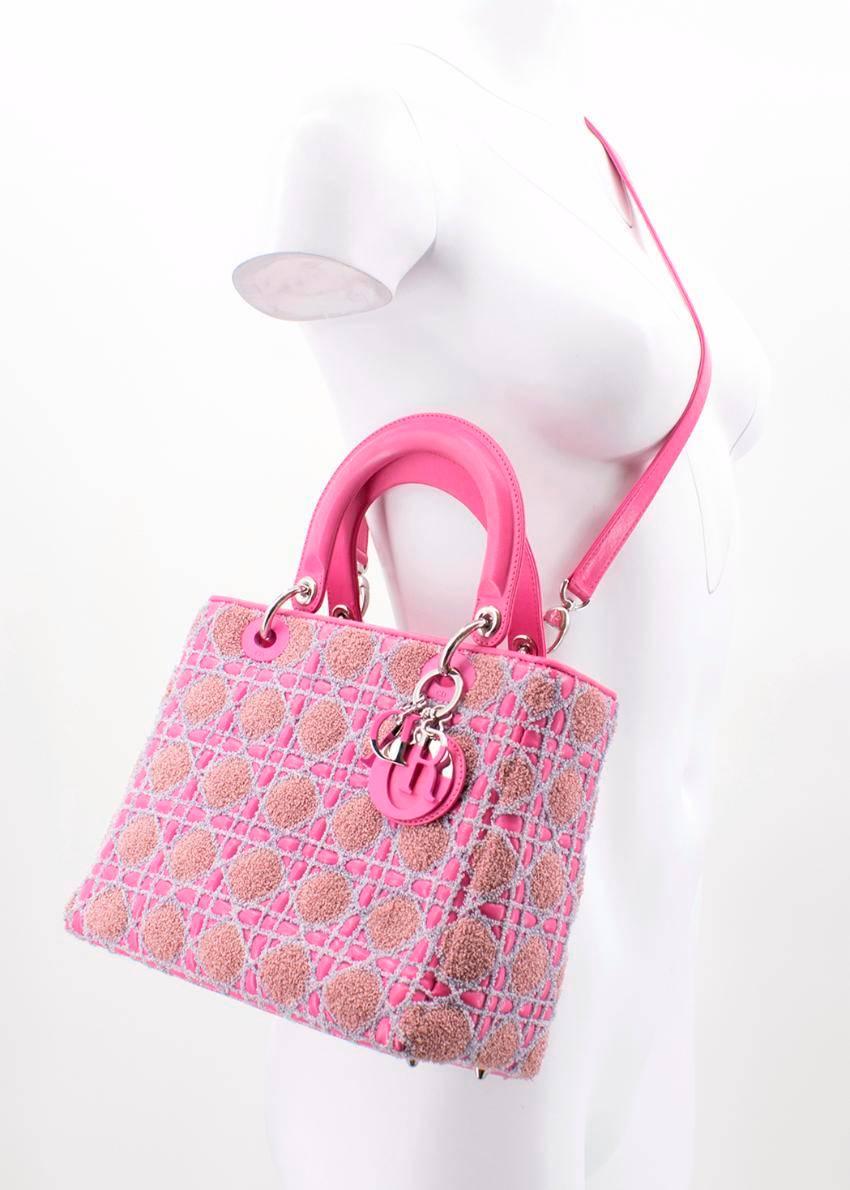 Pink Christian Dior Tricolour Medium Lady Dior Bag For Sale