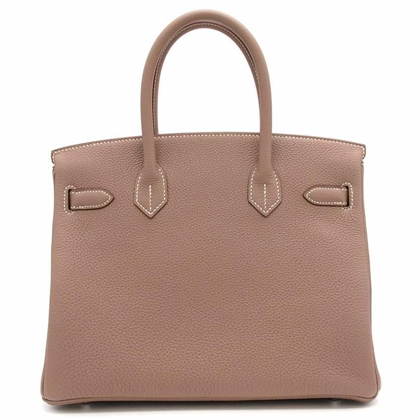 Brown Hermes Birkin Etoupe Togo Leather 30 Bag  For Sale