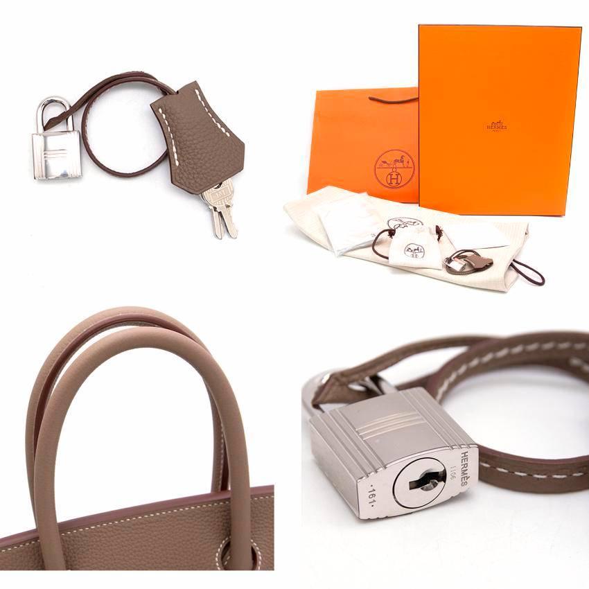 Hermes Birkin Etoupe Togo Leather 30 Bag  For Sale 1