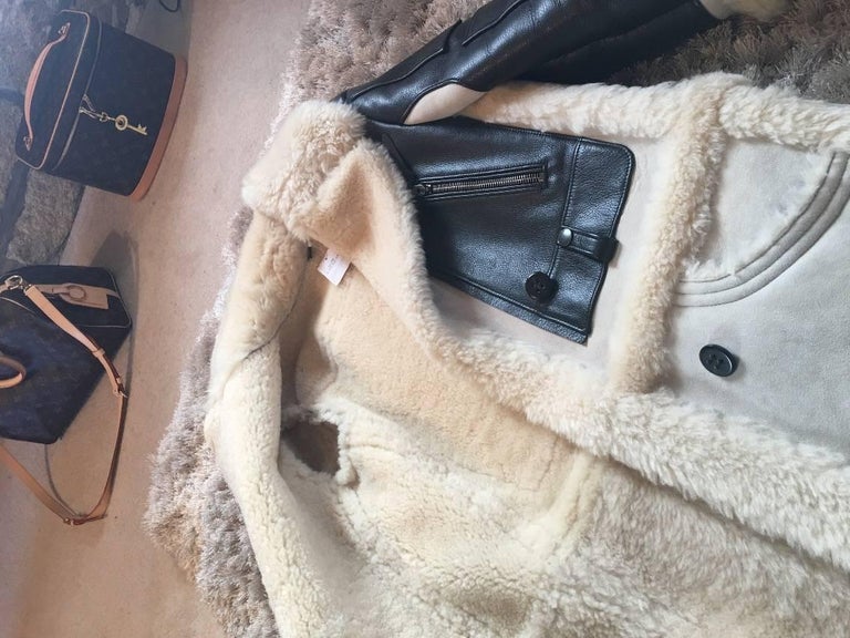 Coach Shearling and Leather Coat with Matching Scarf at 1stDibs