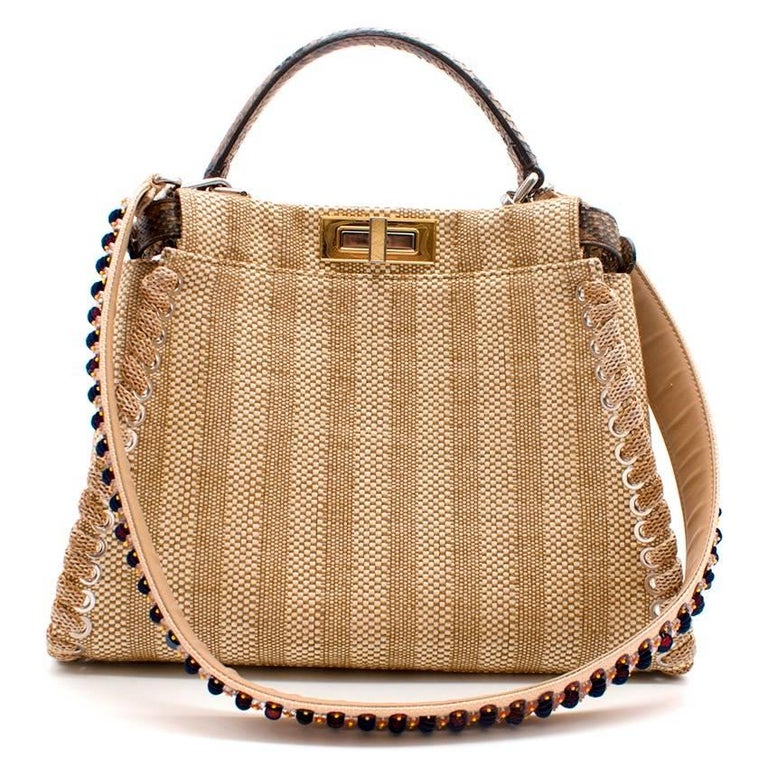 Fendi Peekaboo Python/Straw bag with Embellished Strap - Resort 17' For ...