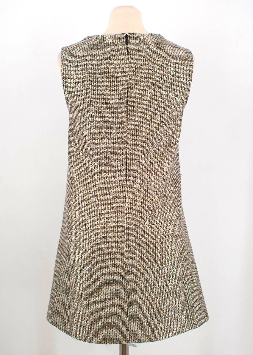 Saint Laurent Metallic Tweed Shift Dress For Sale 1