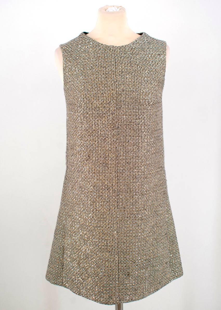 Saint Laurent Metallic Tweed Shift Dress For Sale 2